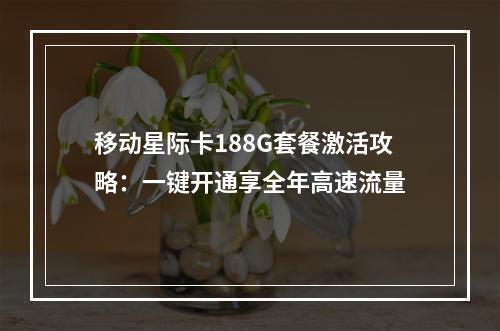 移动星际卡188G套餐激活攻略：一键开通享全年高速流量