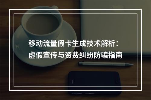 移动流量假卡生成技术解析：虚假宣传与资费纠纷防骗指南