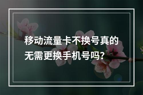 移动流量卡不换号真的无需更换手机号吗？