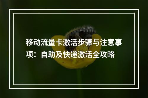移动流量卡激活步骤与注意事项：自助及快递激活全攻略