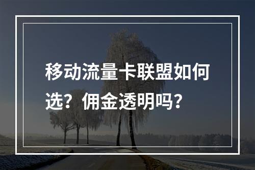 移动流量卡联盟如何选？佣金透明吗？