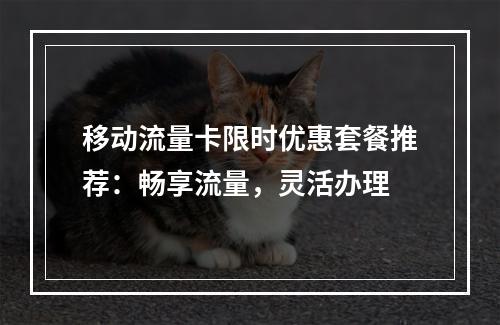 移动流量卡限时优惠套餐推荐：畅享流量，灵活办理
