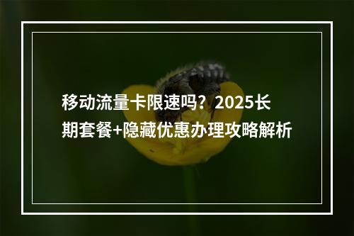 移动流量卡限速吗？2025长期套餐+隐藏优惠办理攻略解析