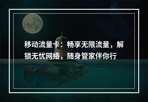 移动流量卡：畅享无限流量，解锁无忧网络，随身管家伴你行