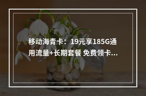 移动海青卡：19元享185G通用流量+长期套餐 免费领卡激活