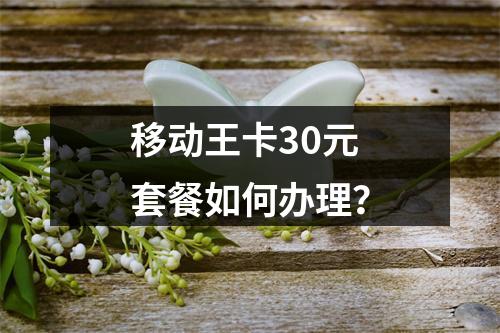 移动王卡30元套餐如何办理？