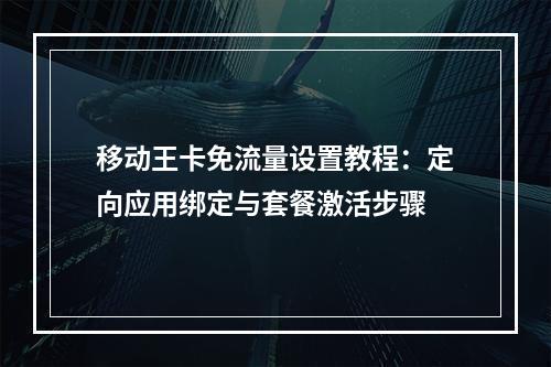 移动王卡免流量设置教程：定向应用绑定与套餐激活步骤