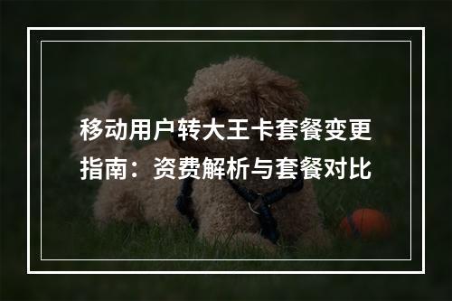 移动用户转大王卡套餐变更指南：资费解析与套餐对比