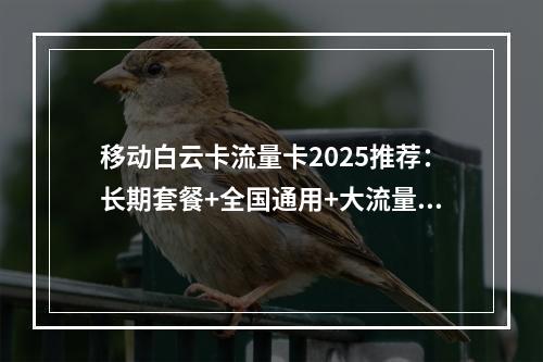 移动白云卡流量卡2025推荐：长期套餐+全国通用+大流量精选