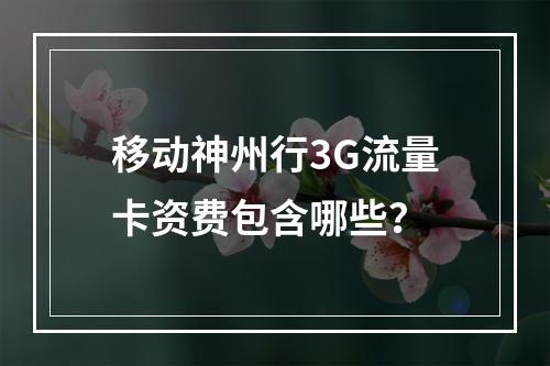移动神州行3G流量卡资费包含哪些？