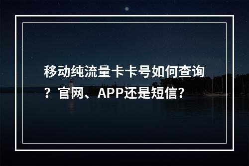 移动纯流量卡卡号如何查询？官网、APP还是短信？