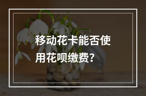 移动花卡能否使用花呗缴费？