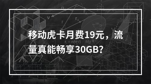 移动虎卡月费19元，流量真能畅享30GB？