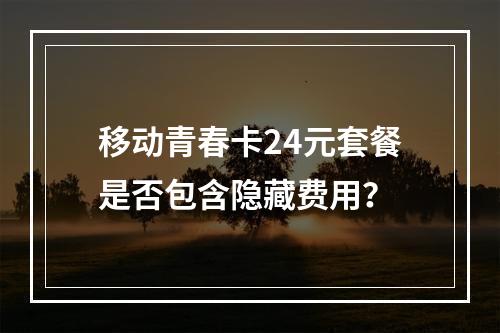 移动青春卡24元套餐是否包含隐藏费用？