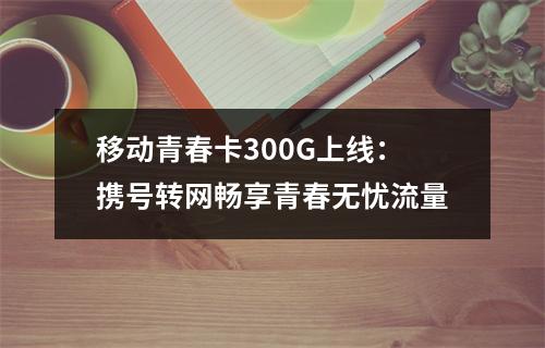 移动青春卡300G上线：携号转网畅享青春无忧流量