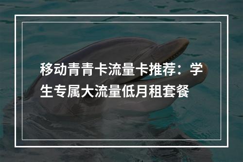 移动青青卡流量卡推荐：学生专属大流量低月租套餐