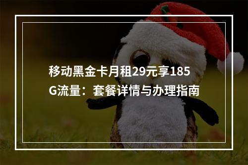 移动黑金卡月租29元享185G流量：套餐详情与办理指南