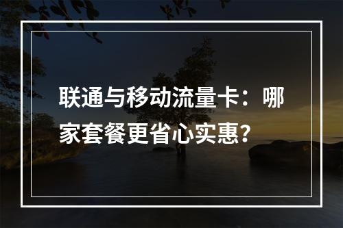 联通与移动流量卡：哪家套餐更省心实惠？
