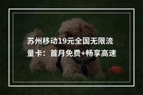 苏州移动19元全国无限流量卡：首月免费+畅享高速