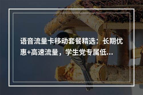 语音流量卡移动套餐精选：长期优惠+高速流量，学生党专属低价卡
