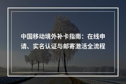 中国移动境外补卡指南：在线申请、实名认证与邮寄激活全流程