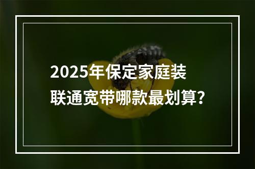 2025年保定家庭装联通宽带哪款最划算？