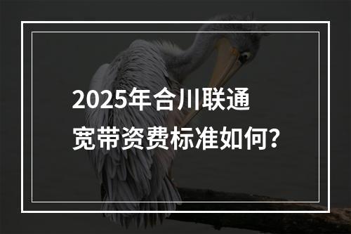 2025年合川联通宽带资费标准如何？