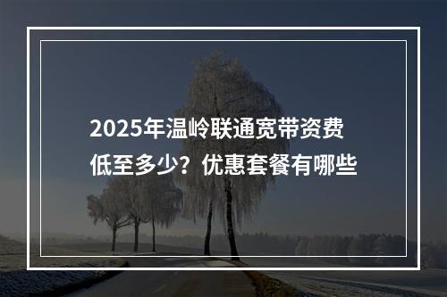 2025年温岭联通宽带资费低至多少？优惠套餐有哪些