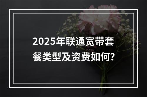2025年联通宽带套餐类型及资费如何？