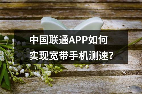 中国联通APP如何实现宽带手机测速？