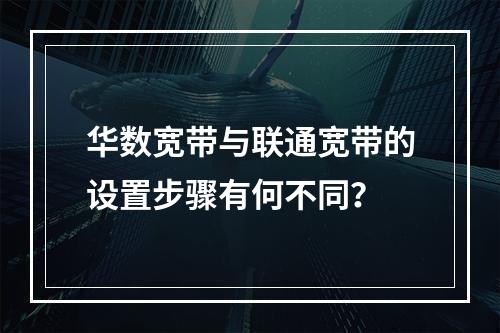 华数宽带与联通宽带的设置步骤有何不同？