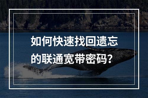 如何快速找回遗忘的联通宽带密码？