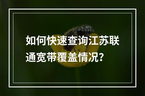 如何快速查询江苏联通宽带覆盖情况？