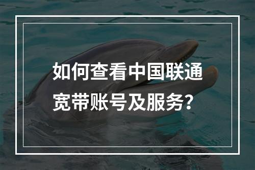 如何查看中国联通宽带账号及服务？