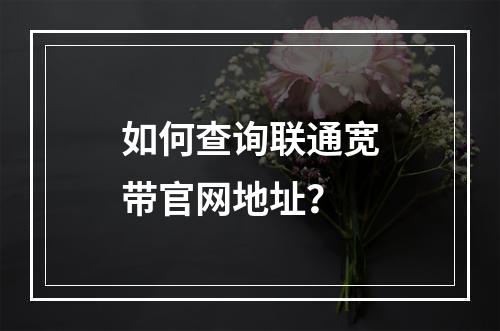 如何查询联通宽带官网地址？