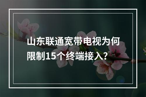 山东联通宽带电视为何限制15个终端接入？