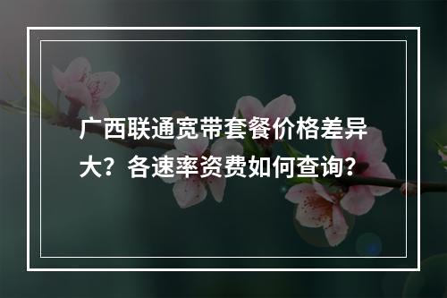 广西联通宽带套餐价格差异大？各速率资费如何查询？