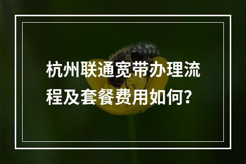 杭州联通宽带办理流程及套餐费用如何？