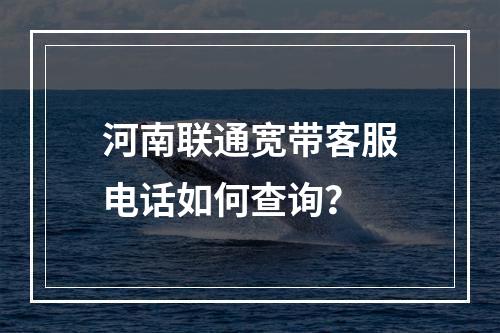 河南联通宽带客服电话如何查询？