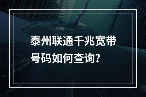 泰州联通千兆宽带号码如何查询？