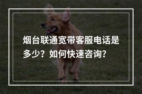 烟台联通宽带客服电话是多少？如何快速咨询？