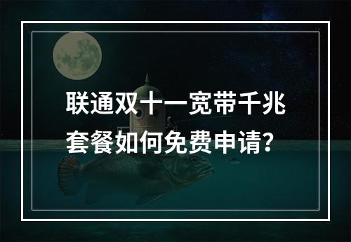 联通双十一宽带千兆套餐如何免费申请？