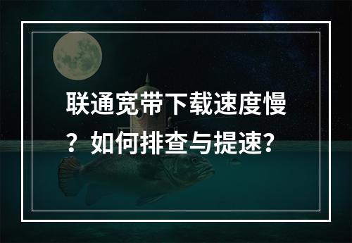 联通宽带下载速度慢？如何排查与提速？
