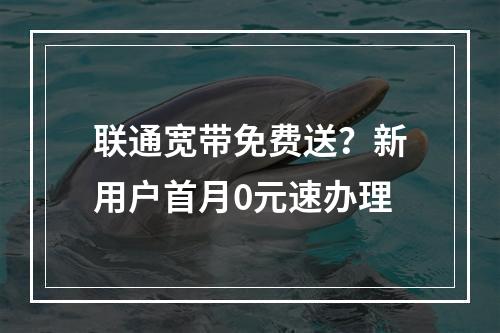 联通宽带免费送？新用户首月0元速办理