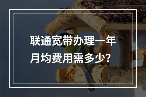 联通宽带办理一年月均费用需多少？