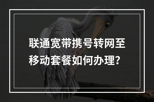 联通宽带携号转网至移动套餐如何办理？