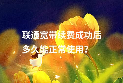 联通宽带续费成功后多久能正常使用？