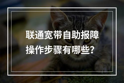 联通宽带自助报障操作步骤有哪些？