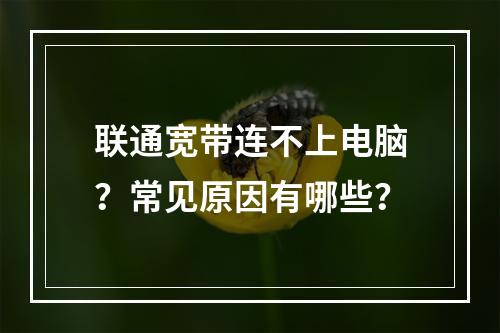 联通宽带连不上电脑？常见原因有哪些？