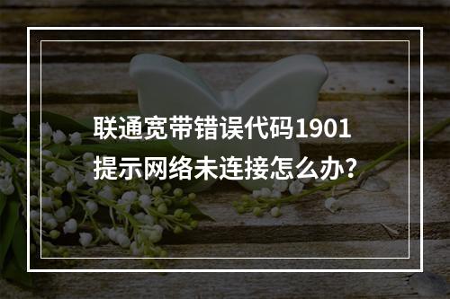 联通宽带错误代码1901提示网络未连接怎么办？